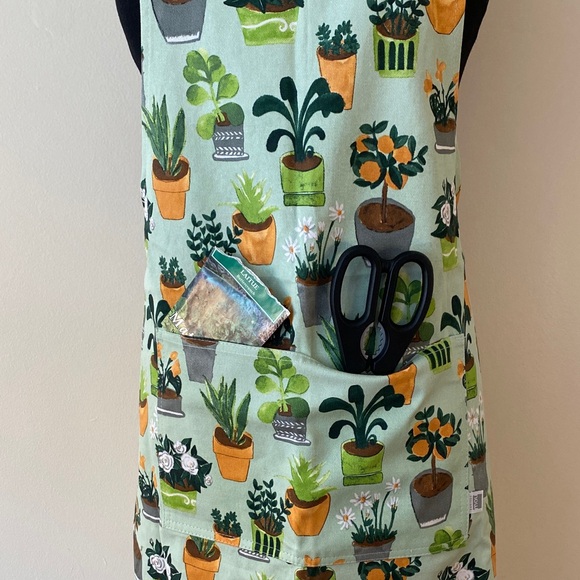 Floral Plant Print Apron 100% Cotton - Picture 2 of 7